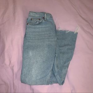 Topshop MOTO high waisted light wash mom jeans